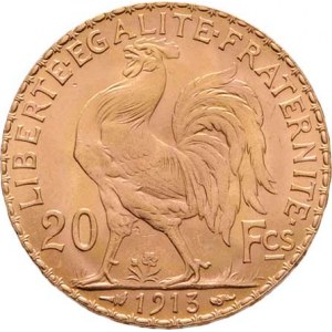 Francie - III. republika, 1871 - 1940, 20 Frank 1913, Paříž, KM.857 (Au900), 6.454g,