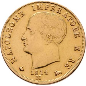 Itálie, Napoleon I., 1804 - 1814, 40 Lira 1814 M, Milano, Cr.12, 12.866g, dr.hr.,