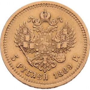 Rusko, Alexandr III., 1881 - 1894, 5 Rubl 1889 AG, Petrohrad, Y.42 (Au900), 6.416g,