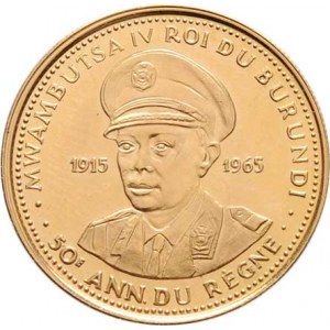 Burundi, Mwambutsa IV., 1962 - 1966, 25 Francs 1965 - 50.narozeniky krále, KM.8 (Au900,