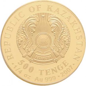 Kazachstán, republika, 1991 -, 500 Tenge 2007 - hlava rysa s 2 drobnými brilianty,