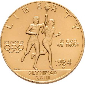 USA, 10 Dolar 1984 W - LOH - atleti s pochodní, KM.211