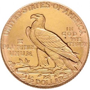 USA, 2.5 Dolar 1914 D - hlava indiána, KM.128 (Au900),
