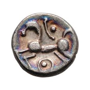 Střední Evropa - Bojové, 2.-1. století př.Kr., AR mince - typ Roseldorf II., kůň doleva, styl