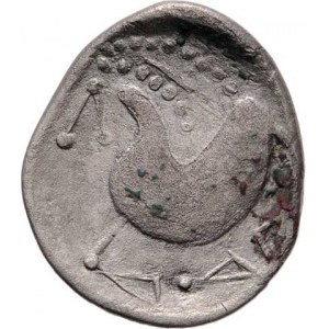 Východní Keltové, 3.-1. století př.Kr., AR Tetradrachma - Schnabelpferd - velmi stylizovaná
