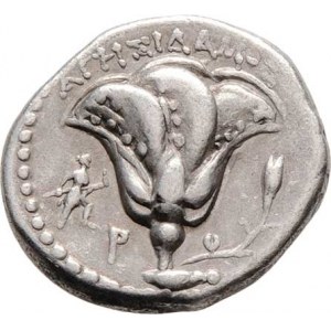 Rhodos, 304 - 167 př.Kr., AR Didrachma, Hlava Helia čelně / květ růže, Artemis,