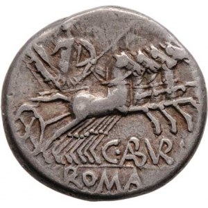 C.Aburius Geminus, 134 př.Kr., AR Denár, Hlava Romy zprava, nápis GEM.X. / Mars