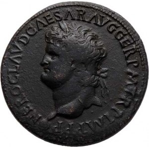 Nero, 54 - 68, AE Sestercius, Rv:DECVRSIO.S.C., císař a gardista