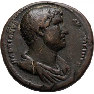 Hadrianus, 117 - 138, AE Medailon, Hadrianus zprava, opis / Aeliův most,