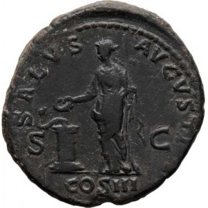 Hadrianus, 117 - 138, AE As, Rv:SALVS.AVGVSTI.COS.III.S.C., stojící