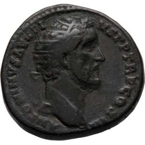 Antoninus Pius, 138 - 161, AE Dupondius, Rv:CONCORDIA.EXERCITVVM.S.C., stojící