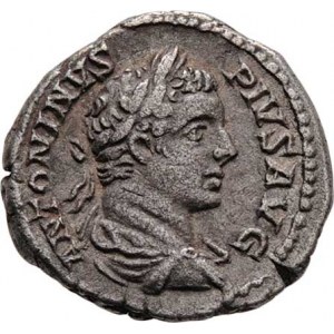 Caracalla, 198 - 217, AR Denár, Rv:VOTA.SVSCEPTA.X., císař stojící