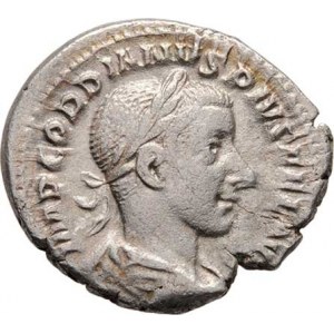 Gordianus III., 238 - 244, AR Denár, Rv:VIRTVTI.AVGVSTI., stojící Hercules,