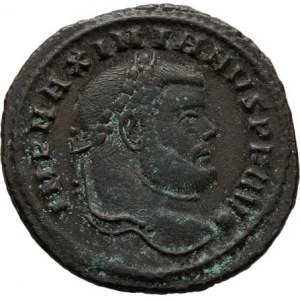 Maximianus Herculius, I.období vlády, 286 - 305, AE Follis, Rv:FELIX.ADVENT.AVGG.NN., stoj.