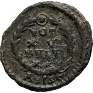 Gratianus, 367 - 383, AE4, Rv:VOT.XV.MVLT.XX. ve věnci, S.4045, RIC.31a -