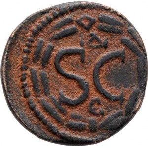 Elagabalus, Syrie, Antiochia ad Orontem, AE 19mm, Rv: velké SC, monogramy a věnec, podobný
