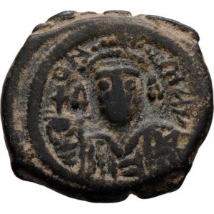 Mauricius Tiberius, 582 - 602, AE Follis, m.Nikomedia - 1.dílna, rok 10 (= 591/592),
