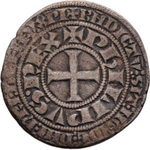 Francie, Filip IV. Sličný, 1285 - 1314, Tourský groš b.l., kříž, dvojitý opis / styliz. hrad,