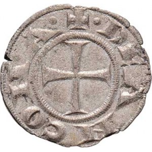 Itálie - Ancona, autonomní ražby, 13. - 14. století, Denár b.l., písmena VCS v kruhu, opis
