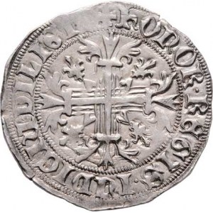 Itálie - Neapol, Robert z Anjou, 1309 - 1343, Grosso b.l., trůnící král čelně, opis / liliový