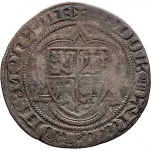 Lucembursko, Jošt - markrabě moravský, 1388 - 1411, Groš b.l., čtyřdílný znak v gotické kružb