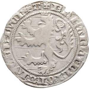 Lucembursko, Alžběta Zhořelecká, 1425 - 1451, Groš b.l., lucemburský lev, opis / velký kříž,