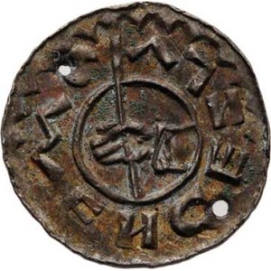 Vratislav II., knížetem v Čechách 1061 - 1086, Denár, Ca.351, F.IX/4 (889), 0.684g, dvě malé