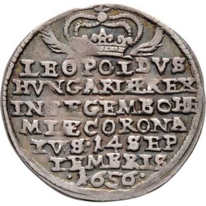 Leopold I., 1657 - 1705, Malý jeton na korunovaci v Praze 14.IX.1656 - korun.