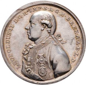 Leopold II., 1790 - 1792, Reich - AR medaile na korun. ve Frankfurtu 9.10.1790