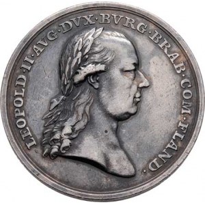 Leopold II., 1790 - 1792, Nesign. - medaile na holdov. belgických stavů 1791 -