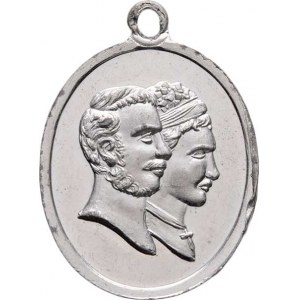 Arcivévoda Rudolf a Stephanie Belgická, Nesign. - česká oválná medailka na svatbu 10.5.1881 -