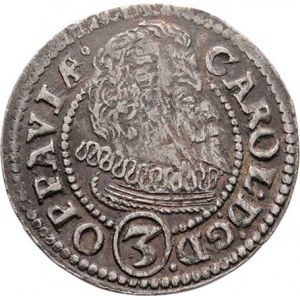 Opava, Karel Liechtenstein, 1614 - 1627, 3 Krejcar (1)616 BH, Haase, Sa.23 (obr.10), Kop.6367