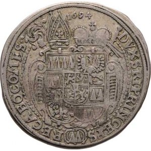Olomouc-biskup., Karel II. Liechtenstein, 1664 - 1695, XV Krejcar 1694, S-V.389 (E5/D4), 6.39