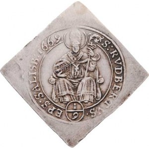 Salzburg-arcib., Max Gandolph, 1668 - 1687, 1/9 Tolaru 1669 - klipa, Zot.2025, Pr.1680, 4.176