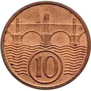Československo 1918 - 1938, 10 Haléř 1936 (CuZn), 1.946g