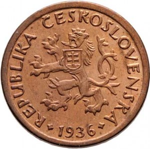 Československo 1918 - 1938, 10 Haléř 1936 (CuZn), 1.946g