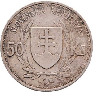 Slovenská republika, 1939 - 1945, 50 Koruna 1944, KM.10 (Ag700, 16.50g), nep.hr.,