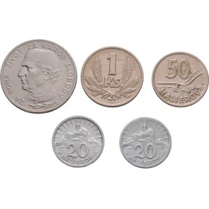 Slovenská republika, 1939 - 1945, 5 Koruna 1939 (CuNi), 1 Koruna 1940 (CuNi), 50 Haléř