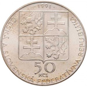Československo 1990 - 1993, 50 Kčs 1991 - město Piešťany, KM.155 (Ag500, 7.0g,