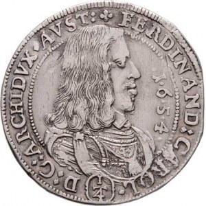Arcivévoda Ferdinand Karel, 1632 - 1662, 1/4 Tolar 1654, Hall, M-A.152, M-T.515, 6.985g,