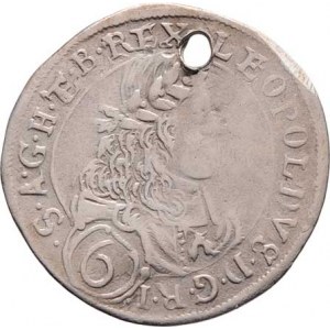 Leopold I., 1657 - 1705, 6 Krejcar 1671 GS, Sv.Vít-Strauss, Nech.2564,