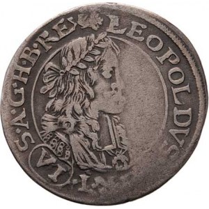 Leopold I., 1657 - 1705, VI Krejcar 1665, Neuburg am Inn-Triangel, Nech.2035,