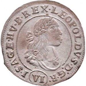 Leopold I., 1657 - 1705, VI Krejcar 1671 KB, Nech.1192, Husz.1450, 3.276g,