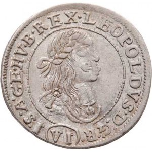 Leopold I., 1657 - 1705, VI Krejcar 1673 KB, Nech.1194, Husz.1450, 3.300g,
