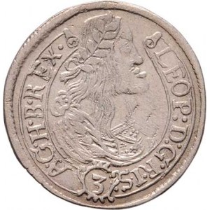 Leopold I., 1657 - 1705, 3 Krejcar 1662 KB, Nech.1205, Husz.1464 - úzký
