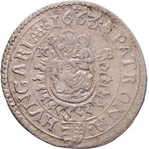 Leopold I., 1657 - 1705, 3 Krejcar 1663 KB, Nech.1206, Husz.1464, 1.545g,