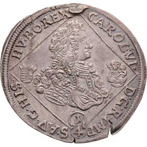 Karel III.(VI.), 1711 - 1740, 1/4 Tolar 1723 NB, Nagybanya, Husz.1621, M-A.223,