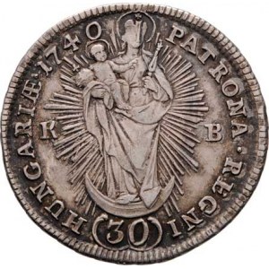 Karel III.(VI.), 1711 - 1740, 30 Krejcar 1740 KB, Kremnica, Hal.558, Husz.1625,