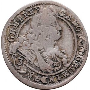Karel III.(VI.), 1711 - 1740, 3 Krejcar 1714 NB, Nagybanya, M-A.214, Husz.1627,