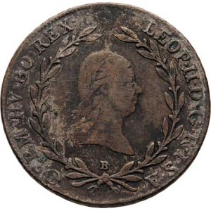 Leopold II., 1790 - 1792, 20 Krejcar 1791 B, Kremnica, P.16, Husz.1913, 6.504g,